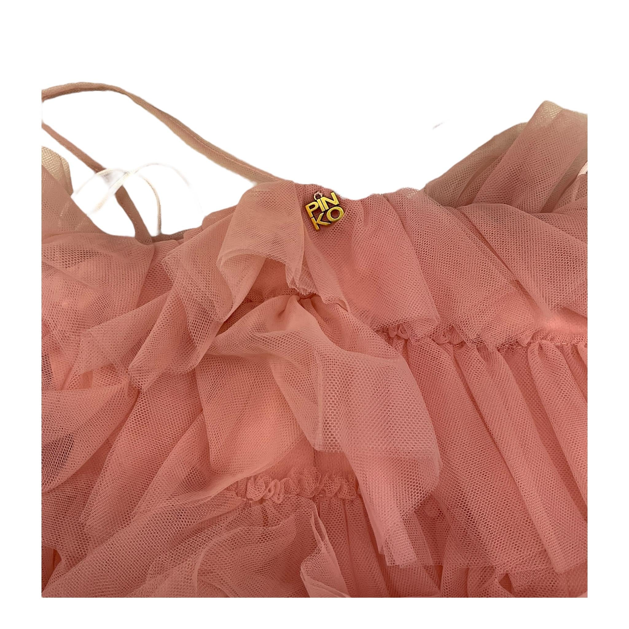 Pinko Abito Bretelline Tinta Unita In Tulle per Bambina KTA004 ROSA PINKO 