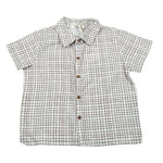 Petit Indi Camicia Tinta Unita con Fantasia A Quadri per Neonato SS25BK7427XN BIANCO PETIT INDI 