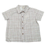 Petit Indi Camicia Tinta Unita con Fantasia A Quadri per Neonato SS25BK7427XN BIANCO PETIT INDI 