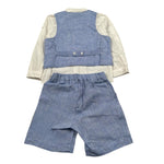 Barcellino Completo 3 Pezzi Camicia-Bermuda-Gilet per Neonato 100311 AZZURRO BARCELLINO 