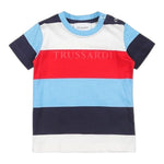 Trussardi T-Shirt Girocollo Tinta Unita con Stampa A Righe per Neonato TIP24063TS BIANCO TRUSSARDI 