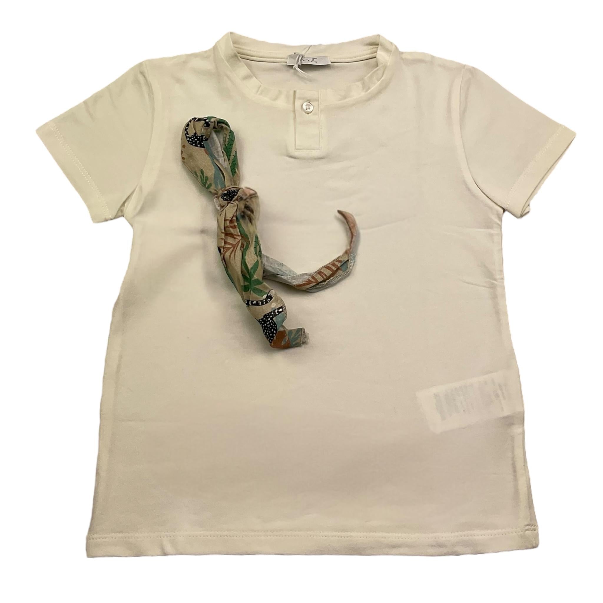 M+E' T-Shirt Girocollo Tinta Unita con Foulard per Neonato UEM0585N PANNA M+E' 