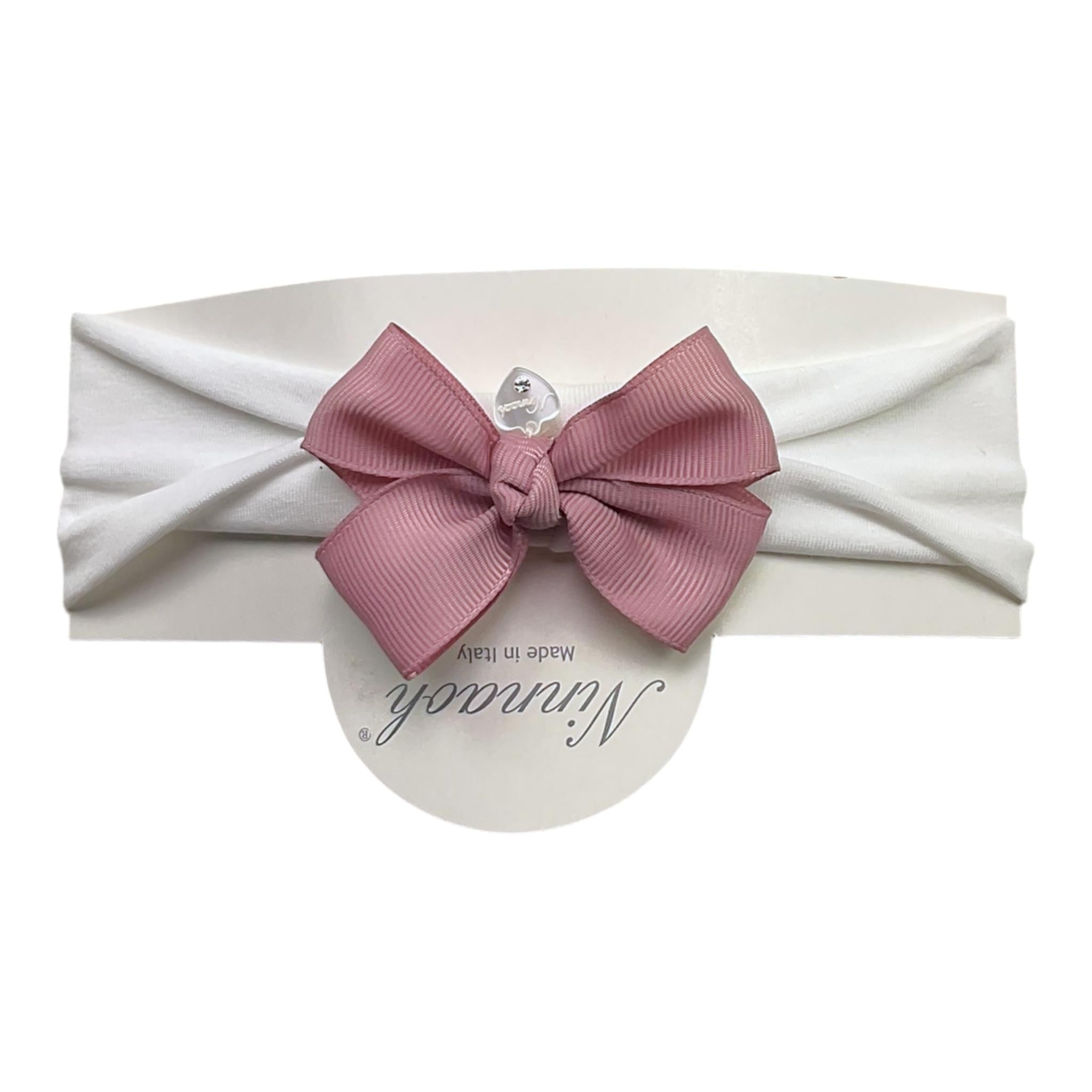 Ninnaoh Fascia Tinta Unita con Fiocco per Neonata E25FA81 BIANCO NINNAOH 