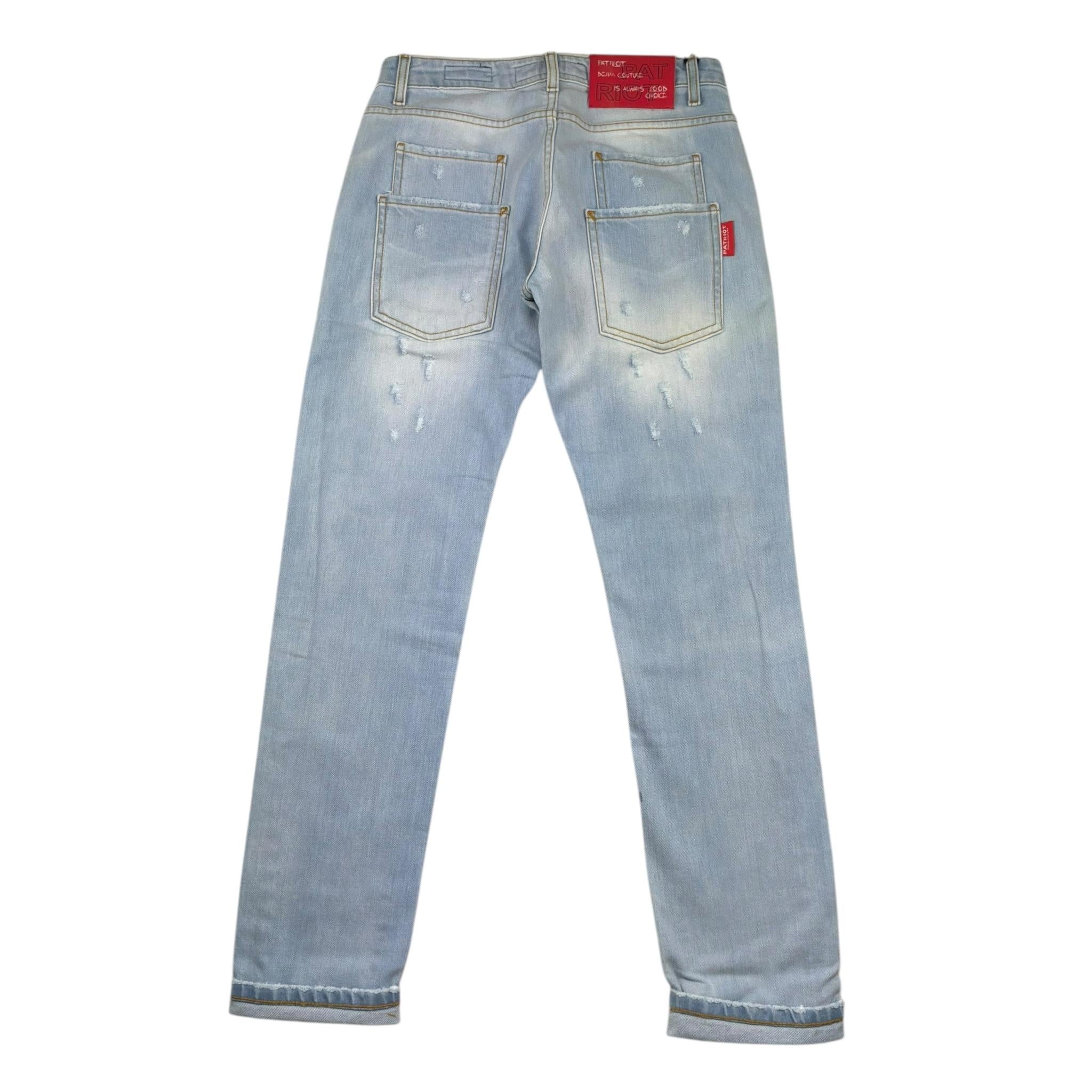 Patriot Jeans Tinta Unita con Strappi per Bambino PJ5S2SPBK39 AZZURRO PATRIOT 
