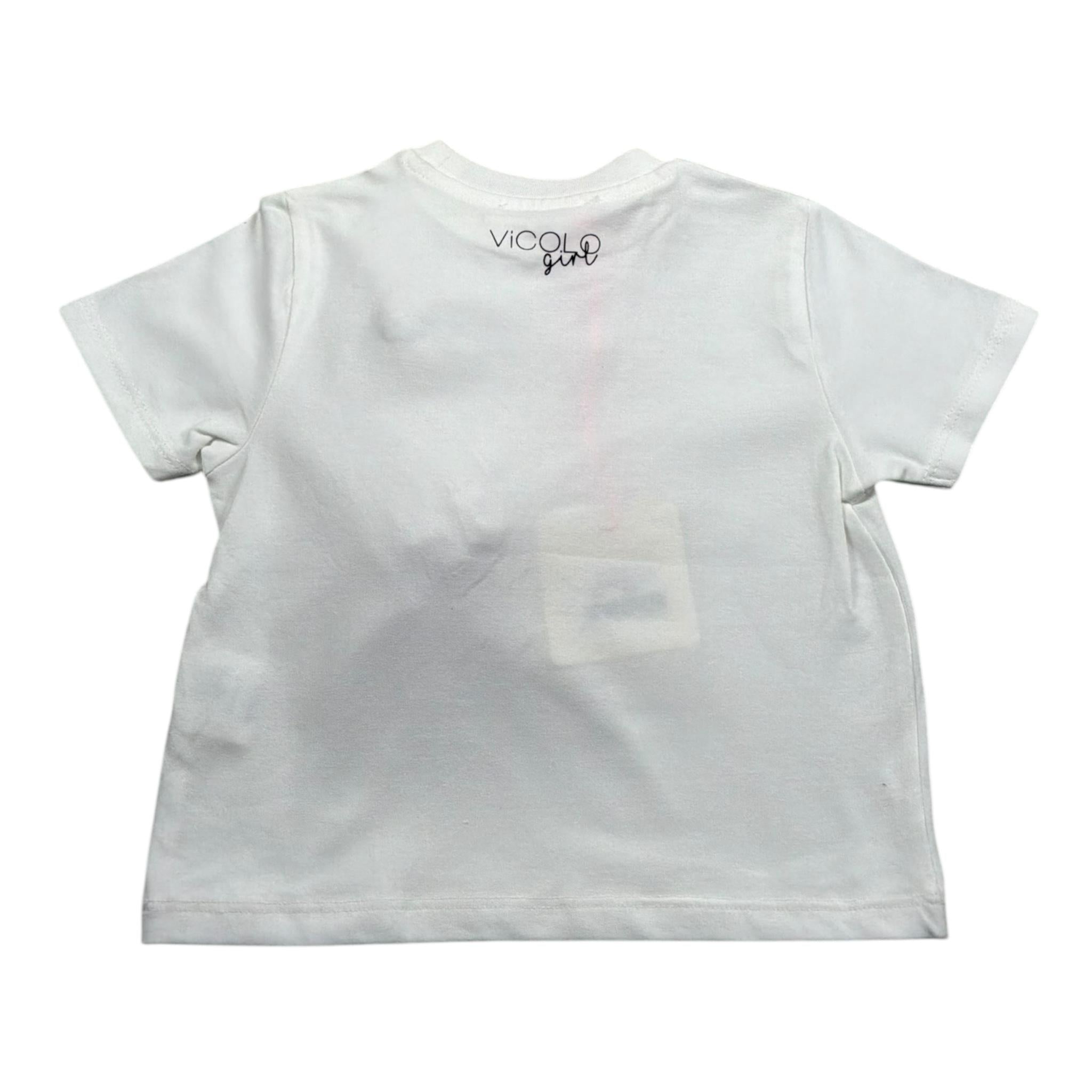 Vicolo T-Shirt Girocollo Tinta Unita con Applicazione per Bambina 3146M00265 BIANCO VICOLO 