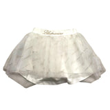 Miss Blumarine Gonna Tinta Unita Con Tulle E Logo Panna Per Bambina