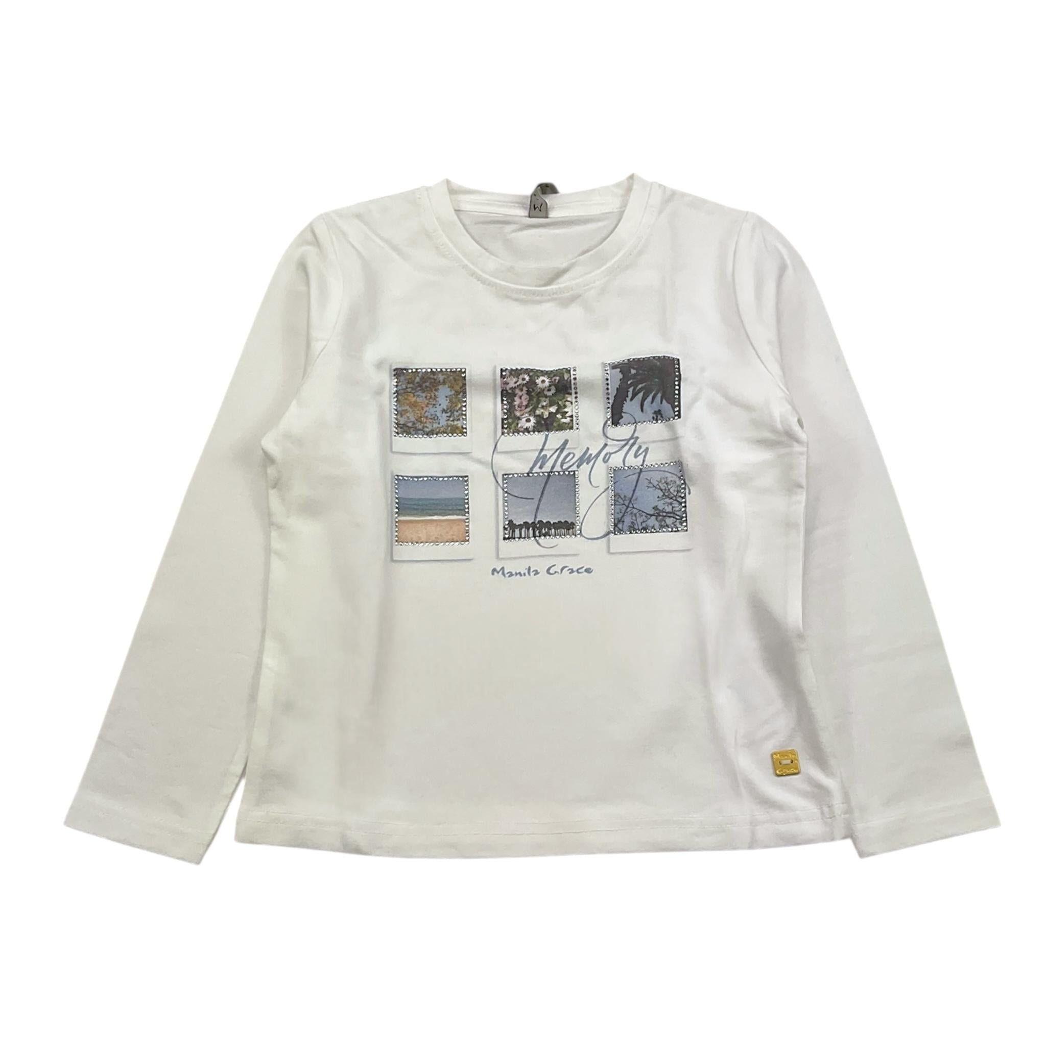 MANILA GRACE shirt girocollo tinta unita con stampa Bianco per Bambina MFBF24T242 BIANCO MANILA GRACE 