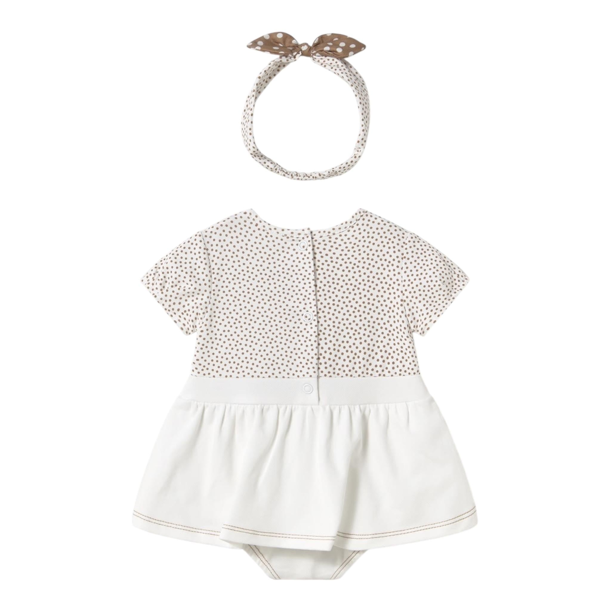 Mayoral Pagliaccetto Mezza Manica con Fascia Capelli per Neonata 1658 BIANCO MAYORAL 