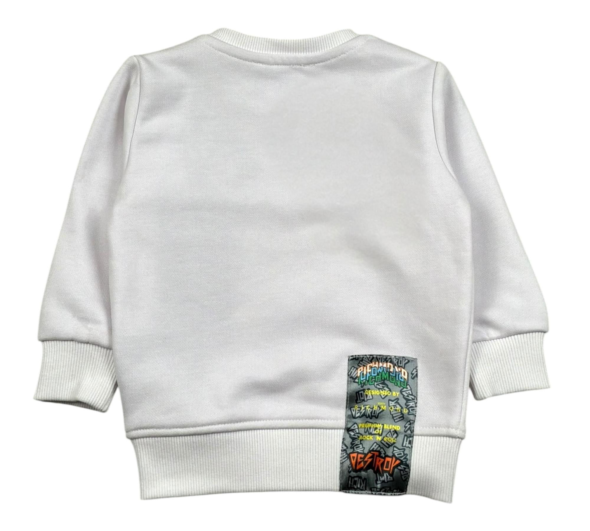 John Richmond Felpa Chiusa Girocollo Tinta Unita con Stampa per Neonato RIP260102FE BIANCO JOHN RICHMOND 