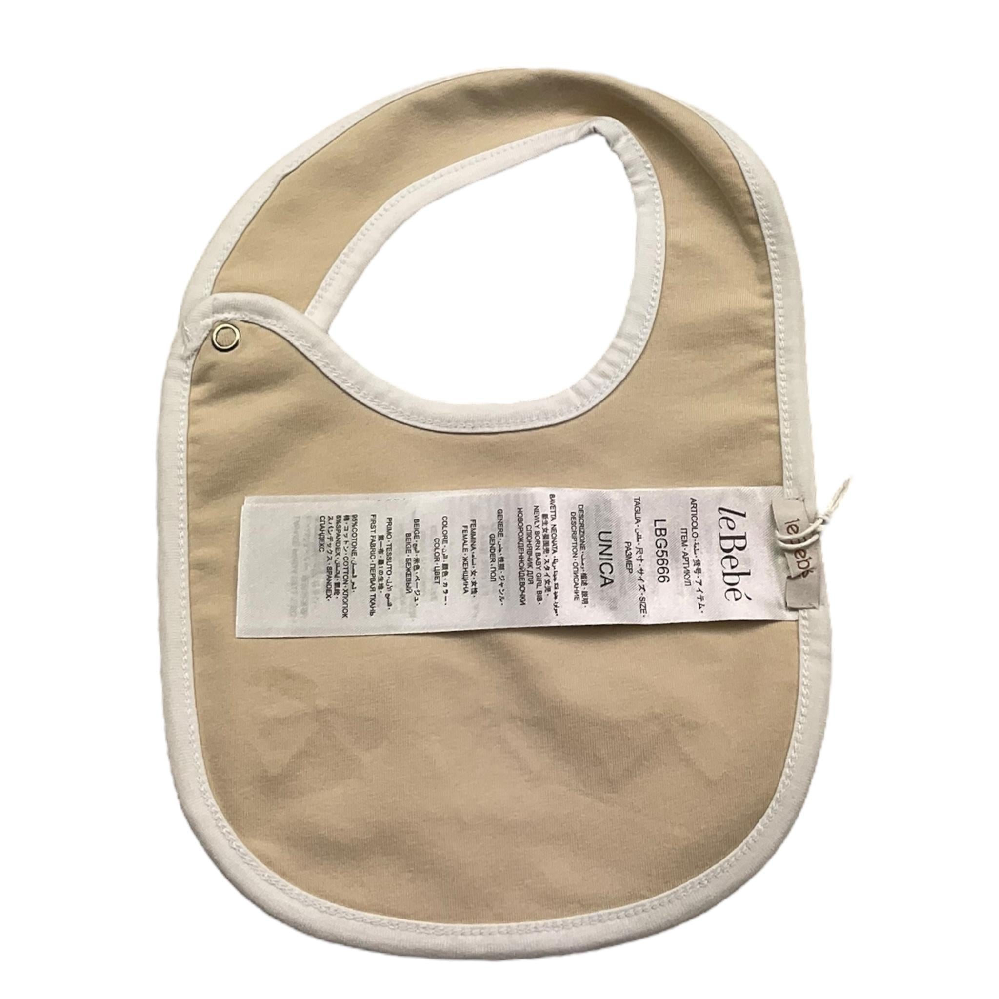 Le Bebe' Bavetta Tinta Unita con Stampa per Neonata LBG5666 BEIGE LE BEBE' 
