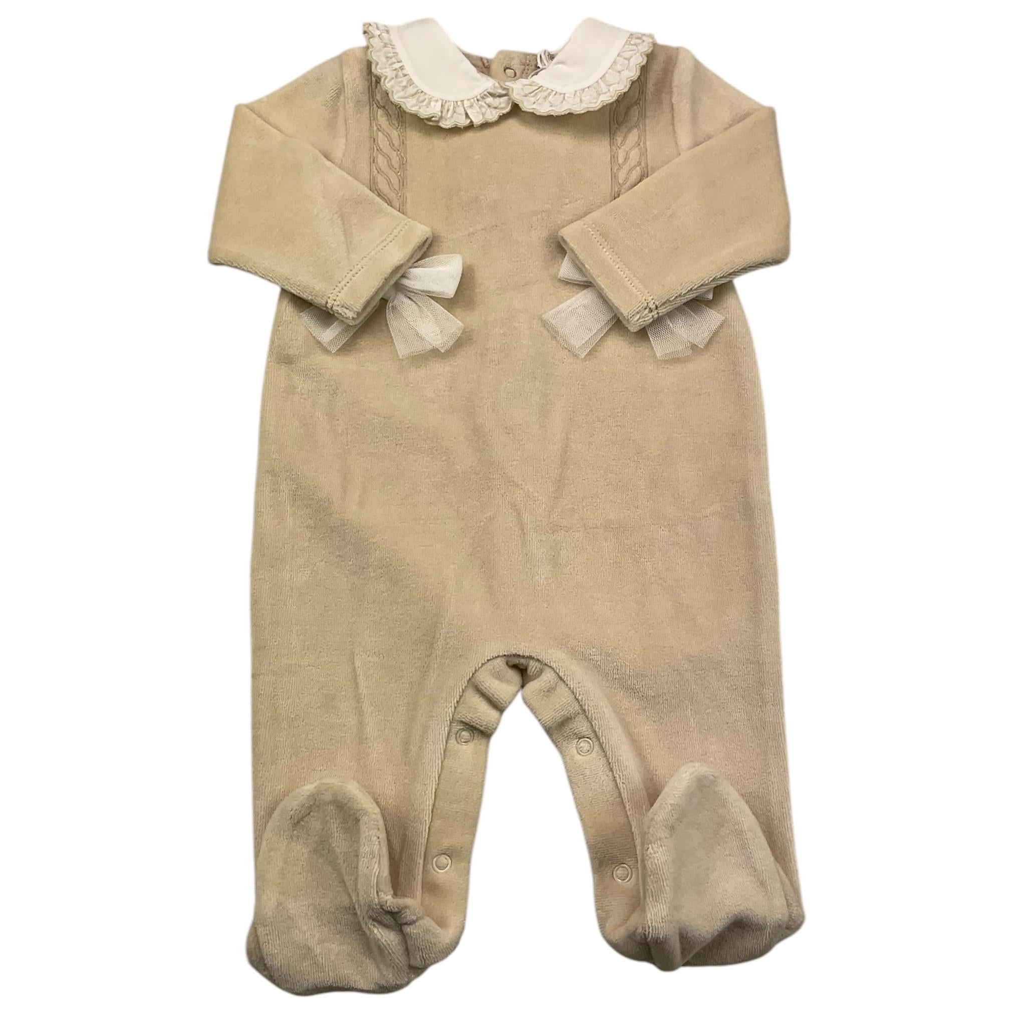 LE BEBE' tutina manica lunga tinta unita in ciniglia Beige per Neonata LBG5952 BEIGE LE BEBE' 
