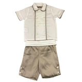 La Stupenderia Completo 2 Pezzi Camicia Body-Bermuda Bianco/Beige Per Neonato