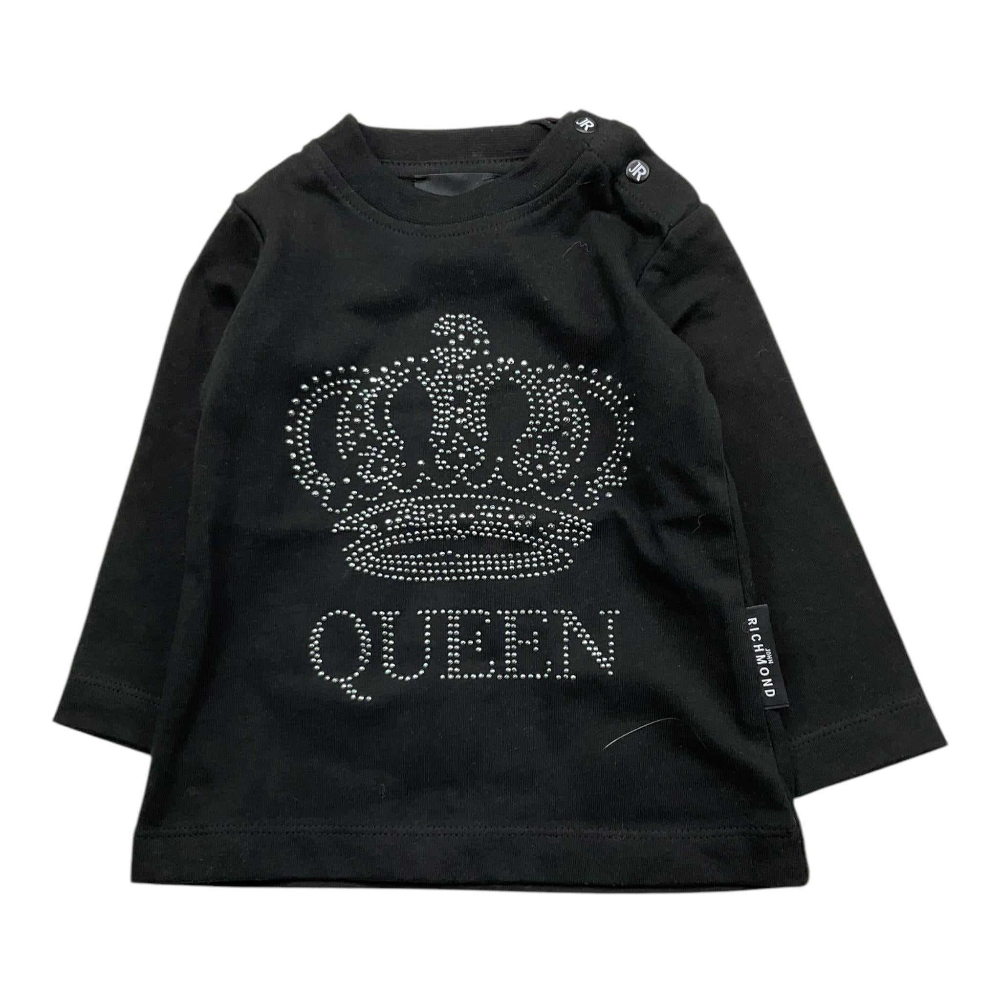 JOHN RICHMOND shirt girocollo tinta unita con stampa Nero per Neonata RIA25114TS NERO JOHN RICHMOND 