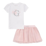 Guess Completo 2 Pezzi T-Shirt-Gonna Bicolore per Neonata A4RG21K6YW0 BIANCO/ROSA GUESS 