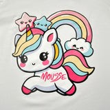 Mousse T-Shirt Girocollo Tinta Unita con Stampa per Bambina UNILEOT BIANCO MOUSSE 