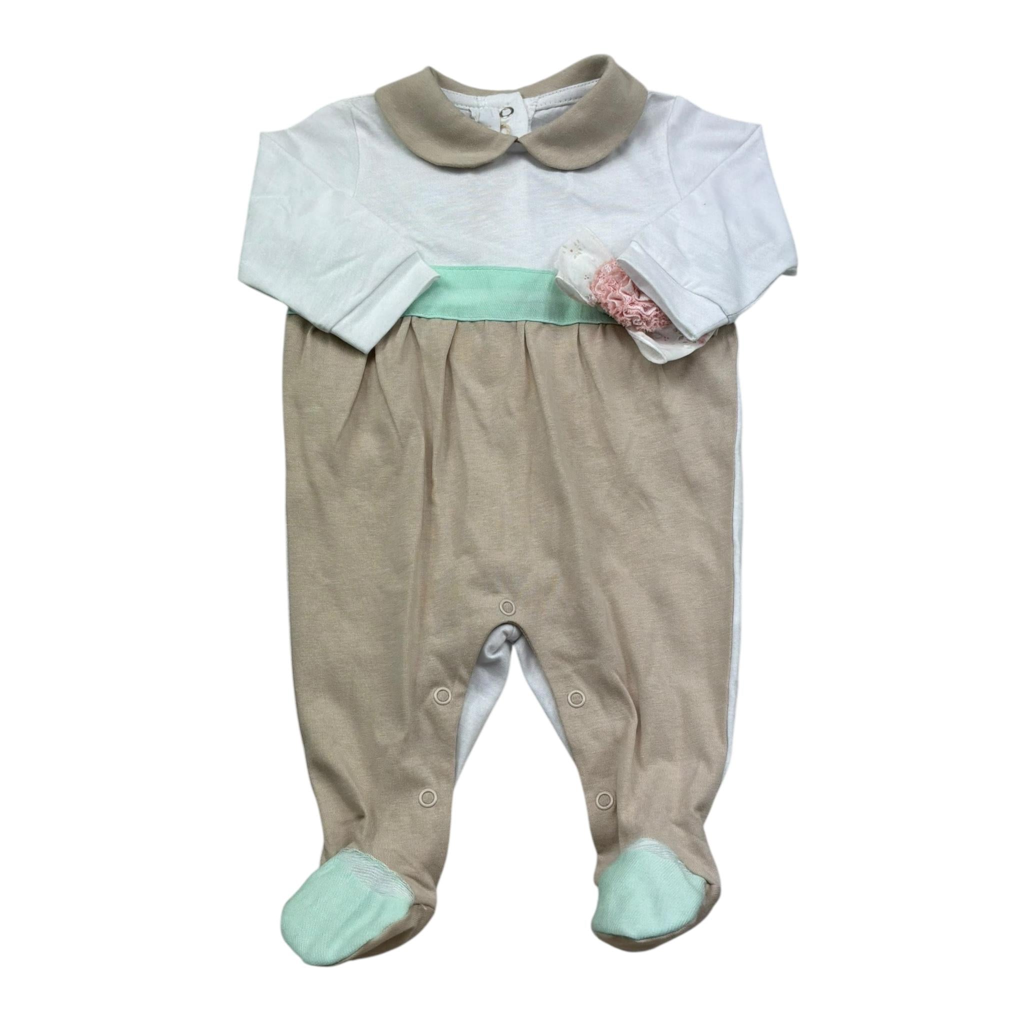 Isabel & Martinez Tutina Manica Lunga Bicolore per Neonata IM25N416 BIANCO/BEIGE ISABEL & MARTINEZ 