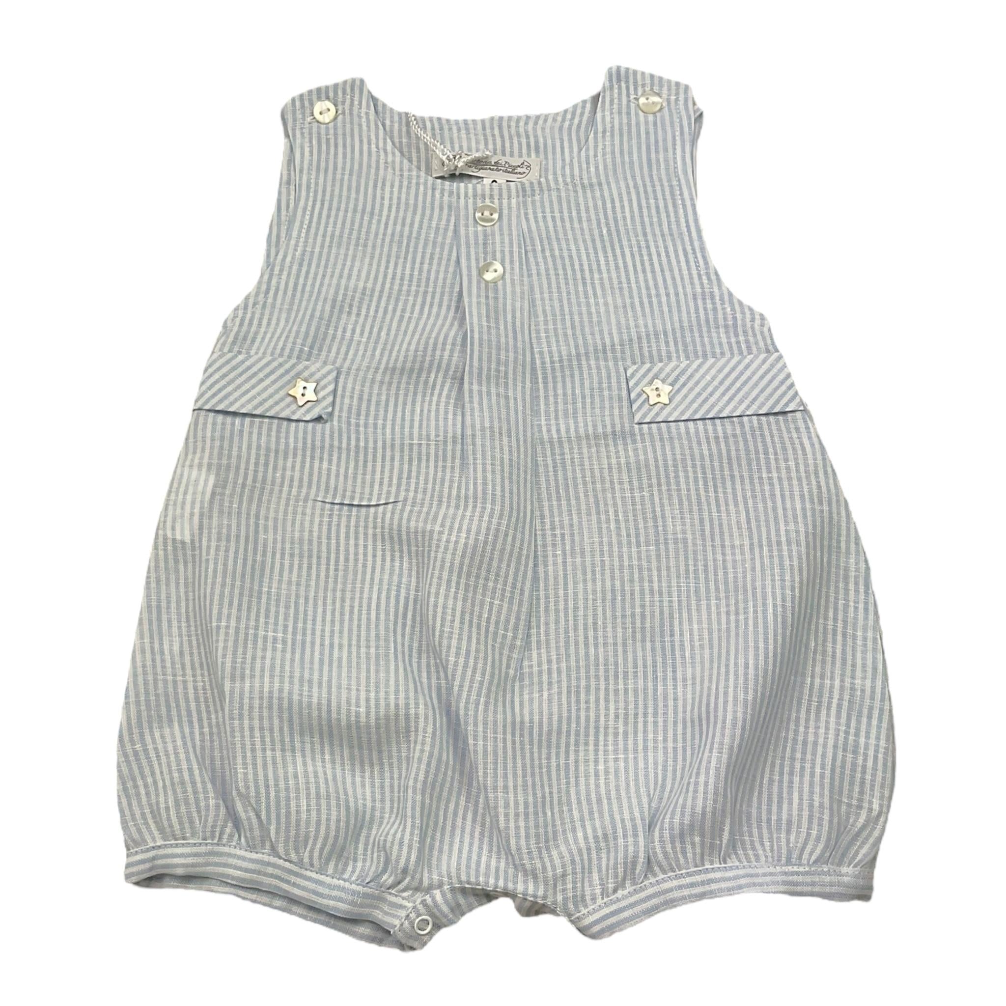 La Sartoria Dei Piccoli Pagliaccetto Tinta Unita con Fantasia A Righe per Neonata LPB9091 BIANCO LA SARTORIA DEI PICCOLI 