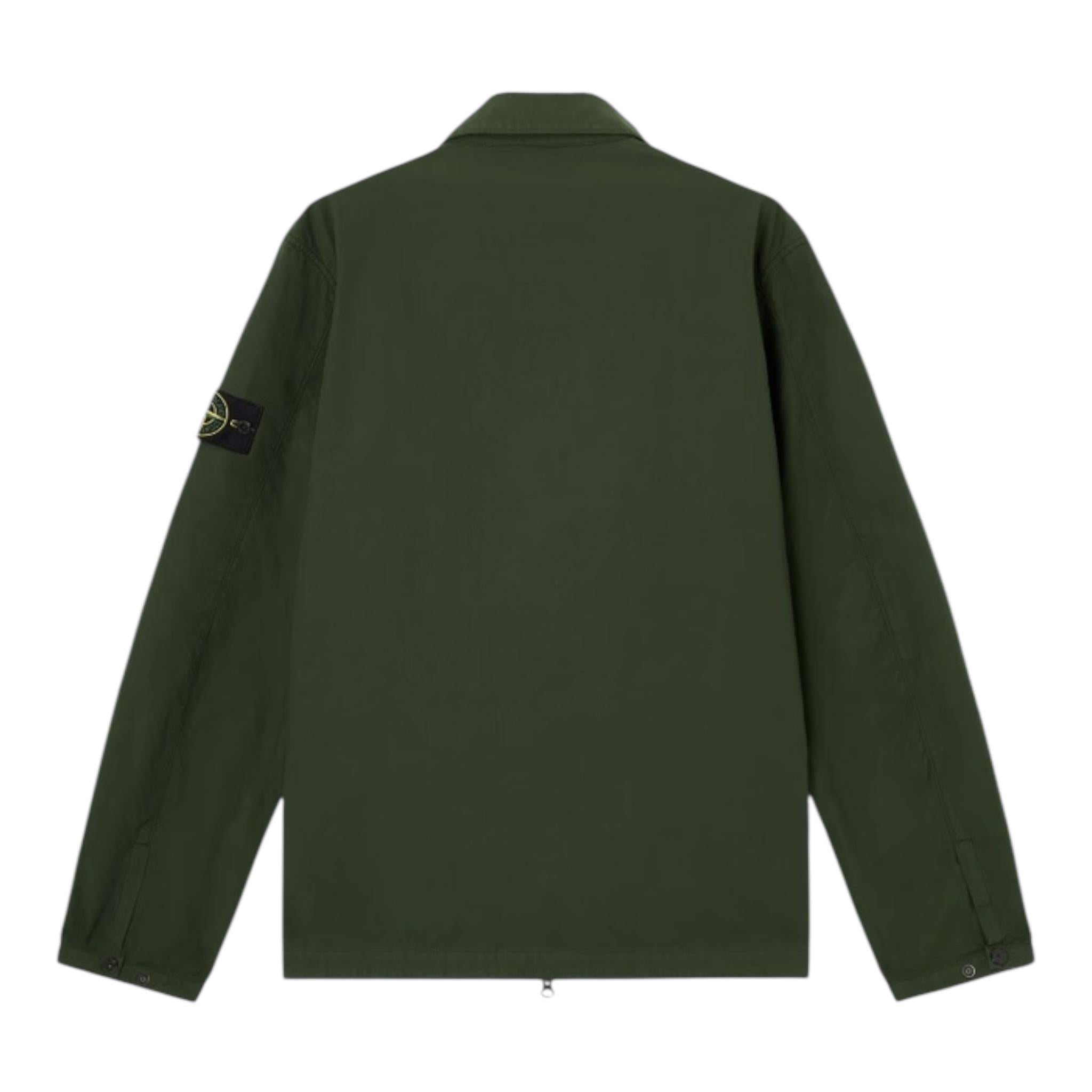 Stone Island Camicia Manica Lunga Tinta Unita con Zip per Bambino K1S161200001 VERDE STONE ISLAND 