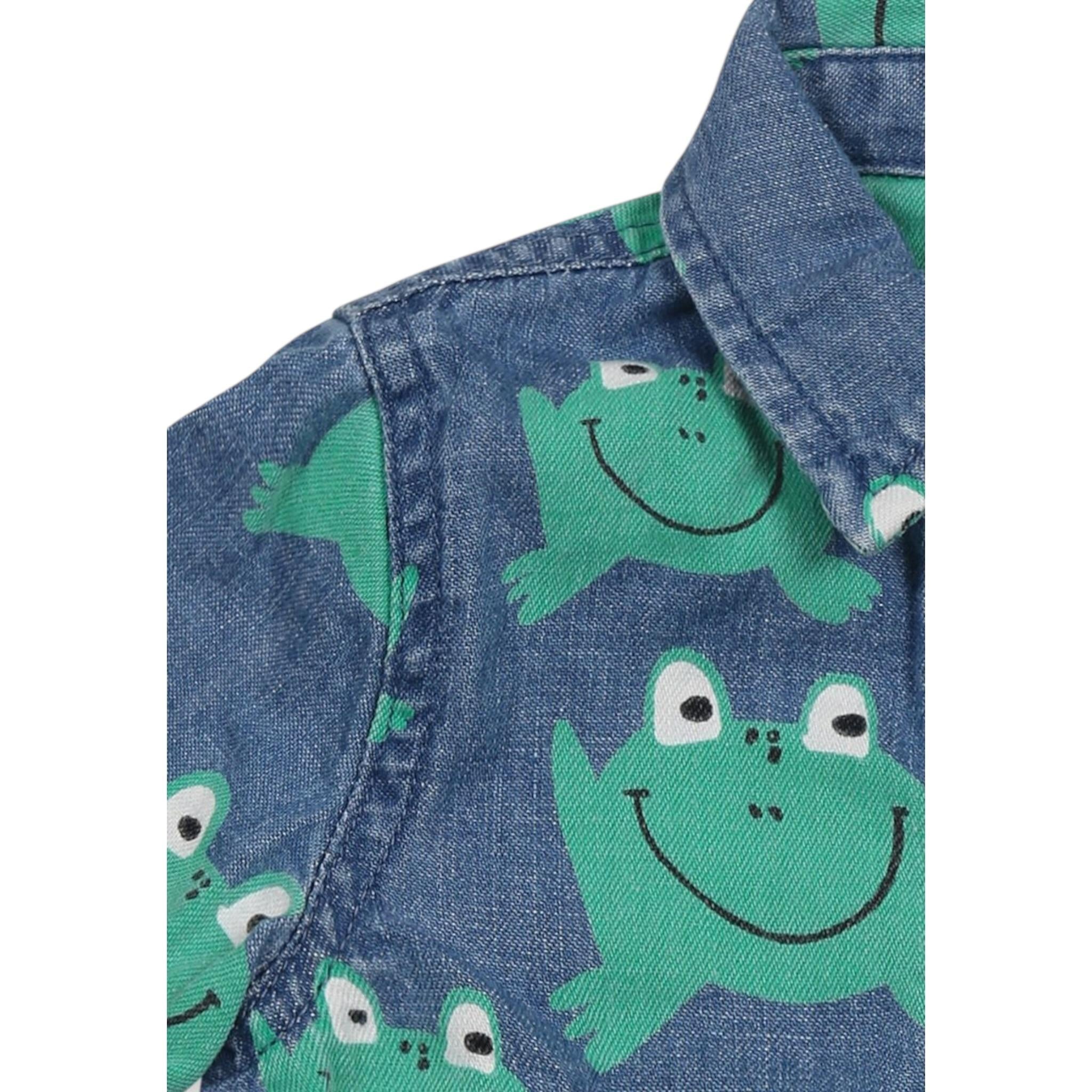 Stella Mccartney Camicia Mezza Manica Tinta Unita con Stampa Rane per Neonato TW5521 BLU STELLA McCARTNEY 