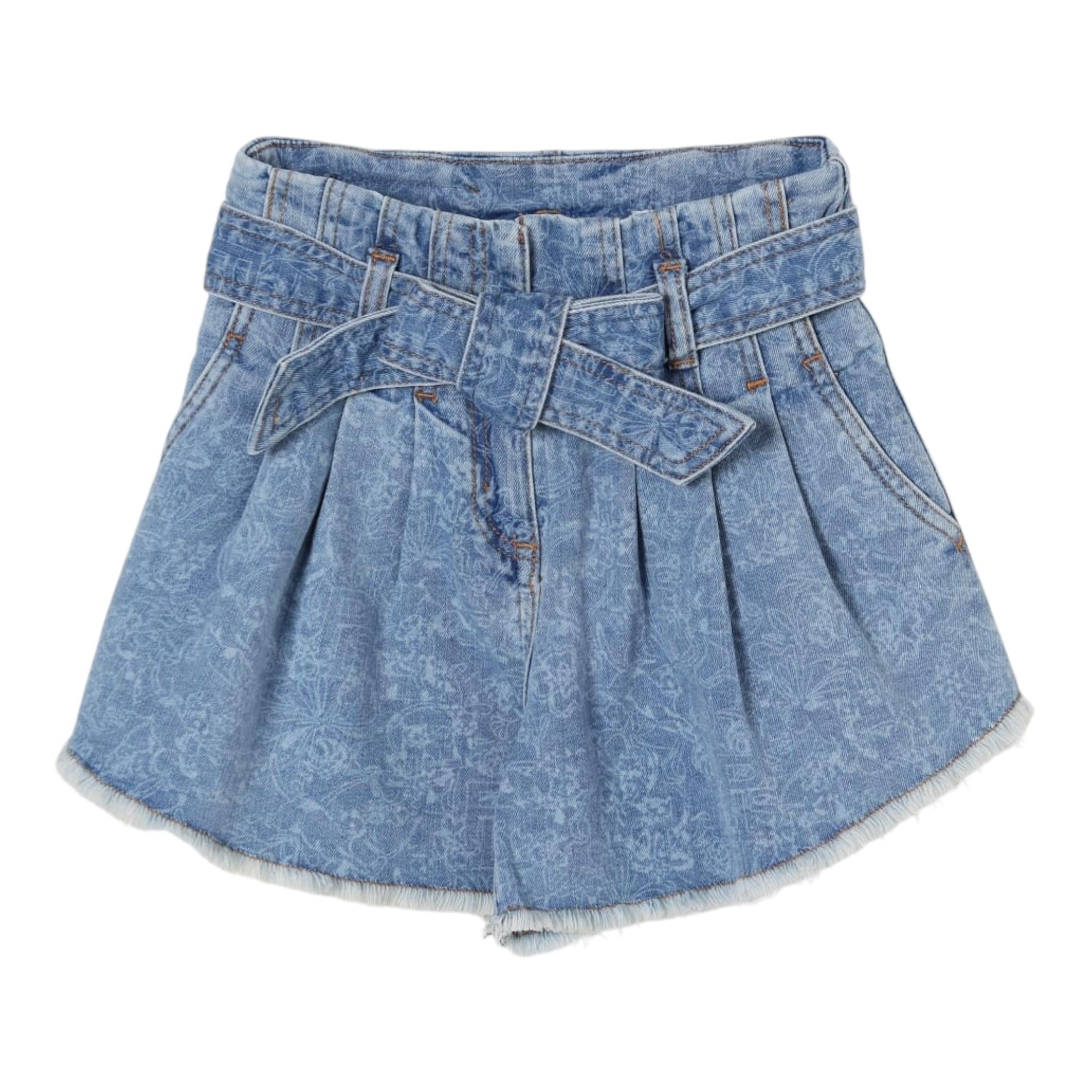 Philosophy Short In Denim Tinta Unita con Stampa per Bambina I9E405 AZZURRO PHILOSOPHY 