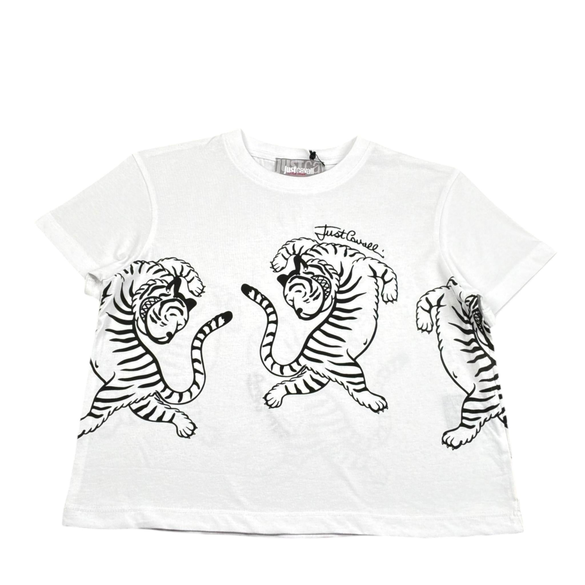 Just Cavalli T-Shirt Girocollo Tinta Unita con Stampa per Bambina JGP26181TS BIANCO JUST CAVALLI 