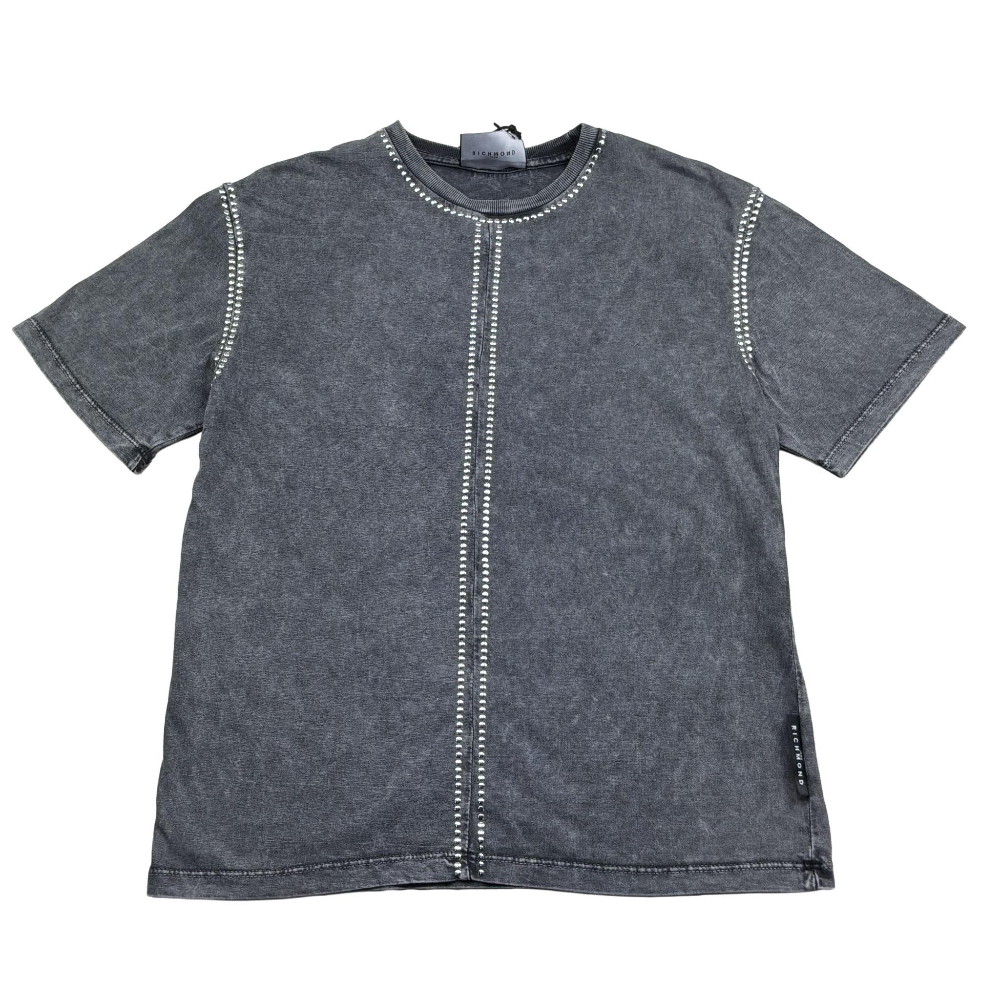 John Richmond T-Shirt Girocollo Tinta Unita con Borchie per Bambino RBP26165TS GRIGIO JOHN RICHMOND 