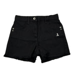 Patrizia Pepe Short In Denim Tinta Unita con Logo per Bambina 7P0377XX NERO PATRIZIA PEPE 