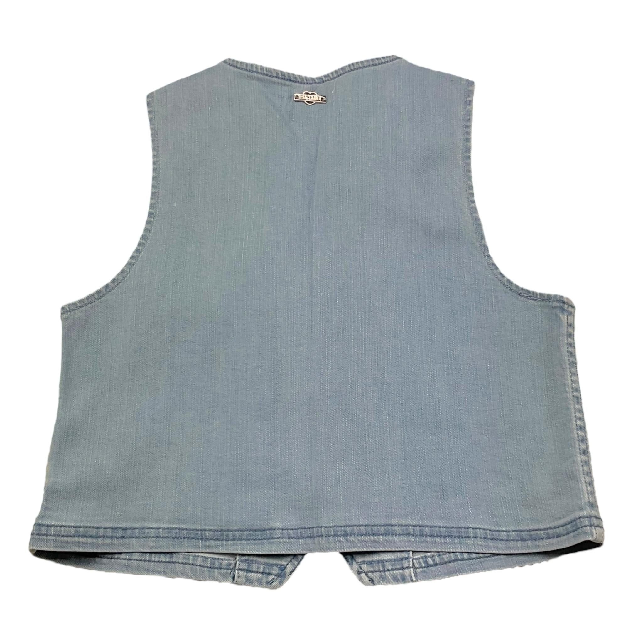 Fracomina Gilet In Denim Tinta Unita con Brillantini per Bambina FM0915 AZZURRO FRACOMINA 