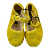 Little Bear Sandali In Velluto Tinta Unita Con Bottone Giallo Per Neonata