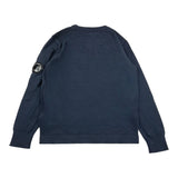 C.P. Company Maglioncino Girocollo Tinta Unita Con Logo Blu Per Bambino