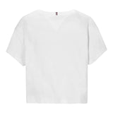 Tommy Hilfiger T-Shirt Girocollo Tinta Unita con Logo per Bambino KG0KG08555 BIANCO TOMMY HILFIGER 