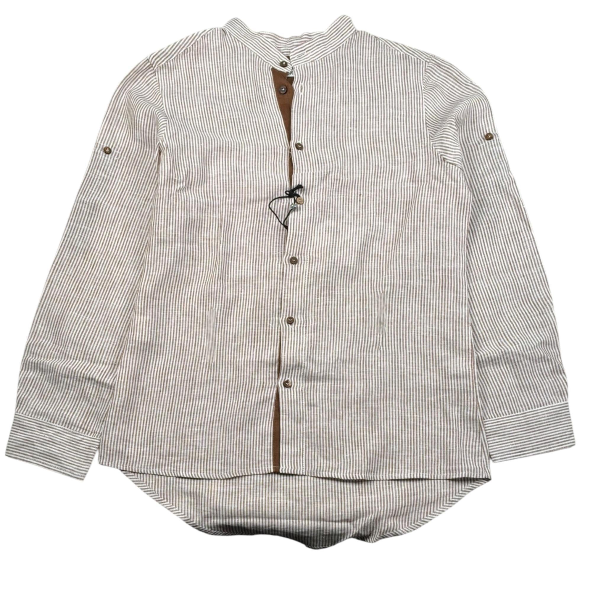 Over-D Camicia Bicolore con Fantasia A Righe per Bambino OK1085SCM BIANCO/MARRONE OVER-D 