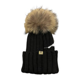 REGINA   cappello tinta unita con pon pon Nero per Bambina 30599 NERO REGINA 