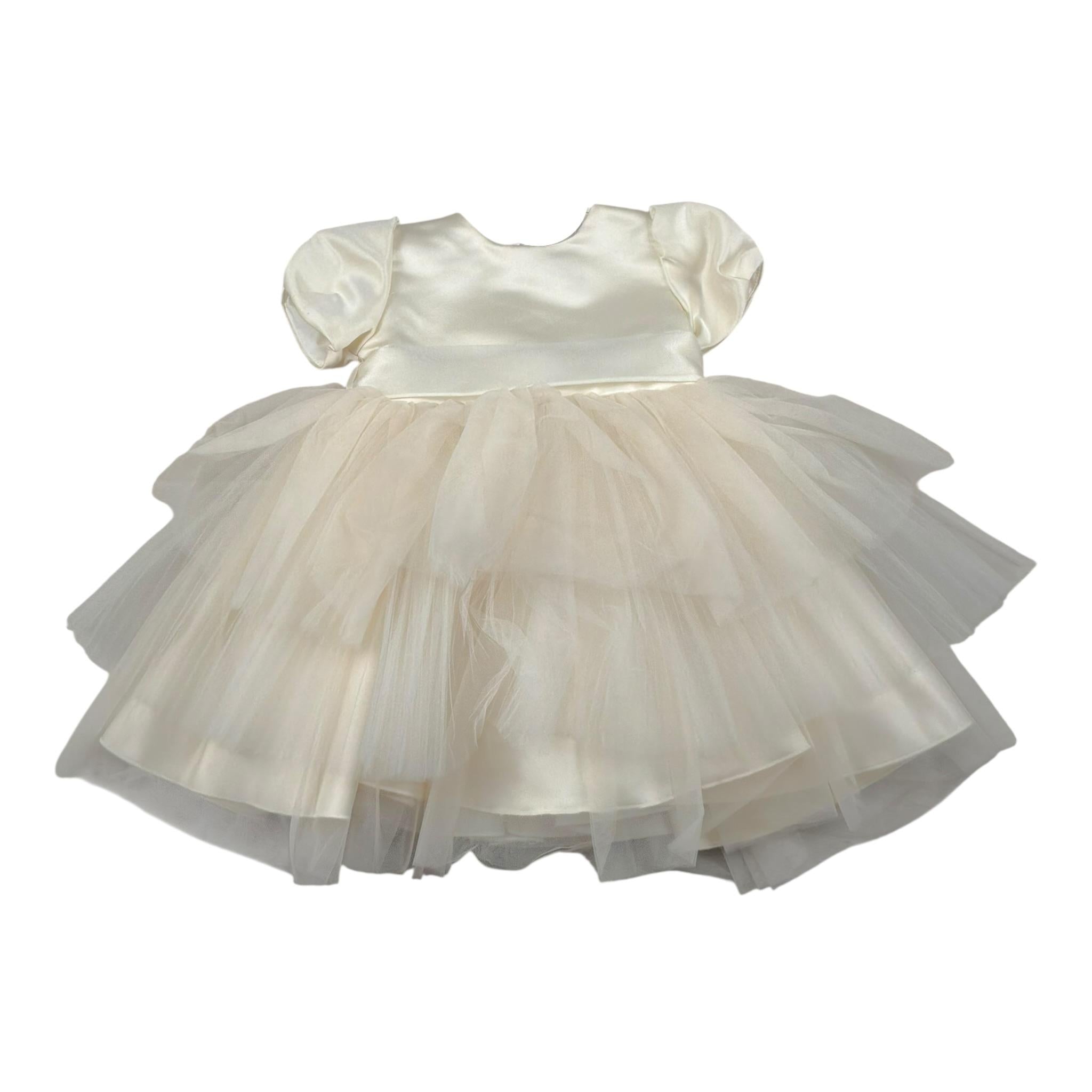 Gugu Gaga Abito Cerimonia Tinta Unita con Tulle per Neonata GF6085I AVORIO GUGU GAGA 