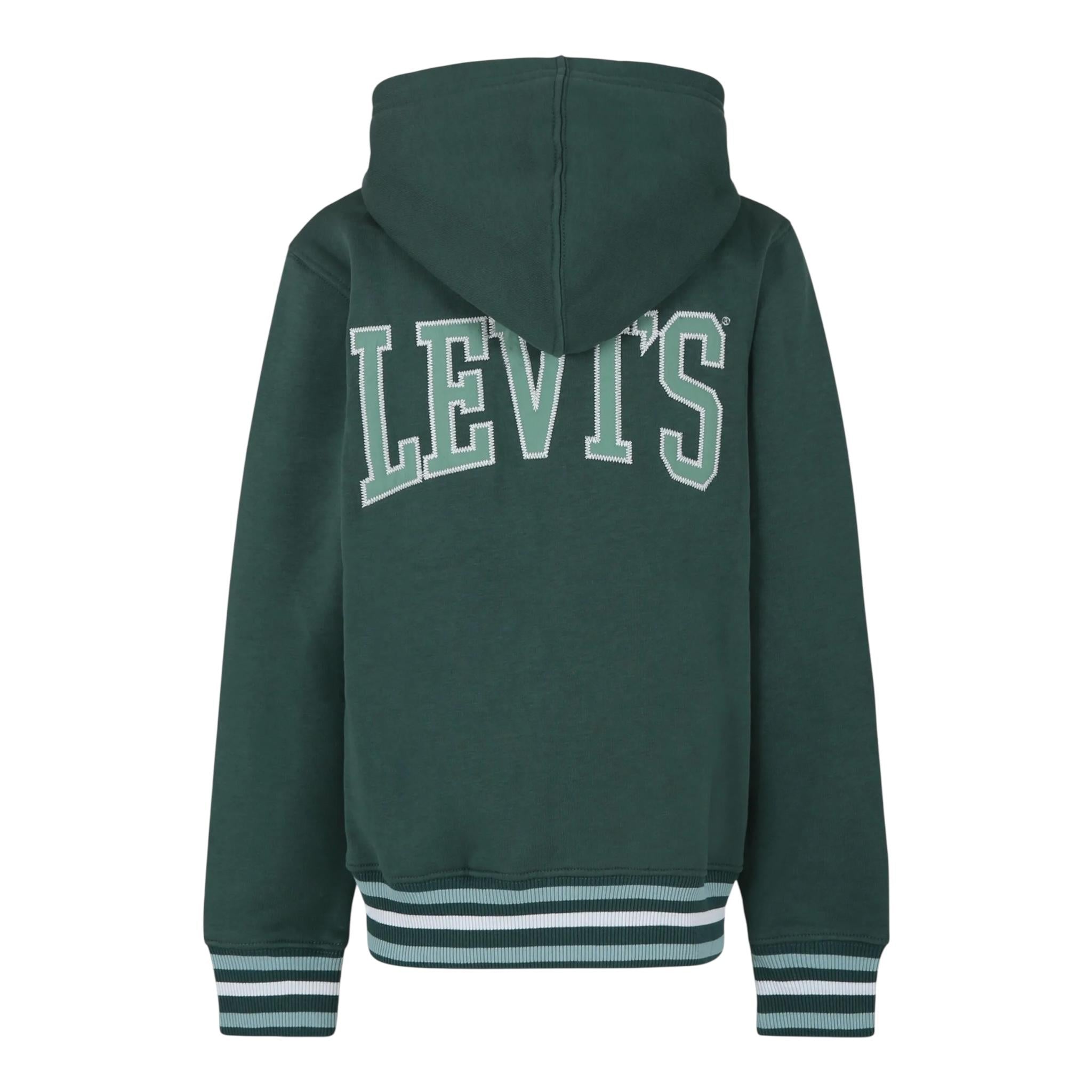 LEVI'S felpa con zip e cappuccio tinta unita con logo Verde per Bambino 8EL158 VERDE LEVI'S 