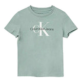 Calvin Klein T-Shirt Girocollo Tinta Unita con Logo per Bambino IN0IN0001J VERDE ACQUA CALVIN KLEIN 