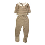 Paz Rodriguez Completo 2 Pezzi Maglia-Ghettina Tinta Unita con Colletto per Neonata 003121896 BEIGE PAZ RODRIGUEZ 