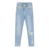 Monnalisa Jeans Tinta Unita con Girovita Regolabile per Bambina 199400 AZZURRO MONNALISA 