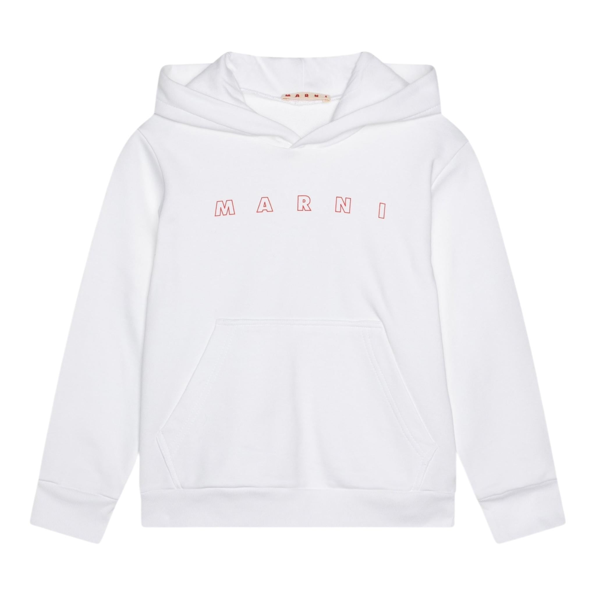 Marni Felpa Chiusa con Cappuccio Tinta Unita con Logo per Bambino M01407 BIANCO MARNI 