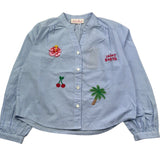 Saint Barth Camicia Manica Lunga Fantasia Quadretti per Bambina LIONA BLU SAINT BARTH 