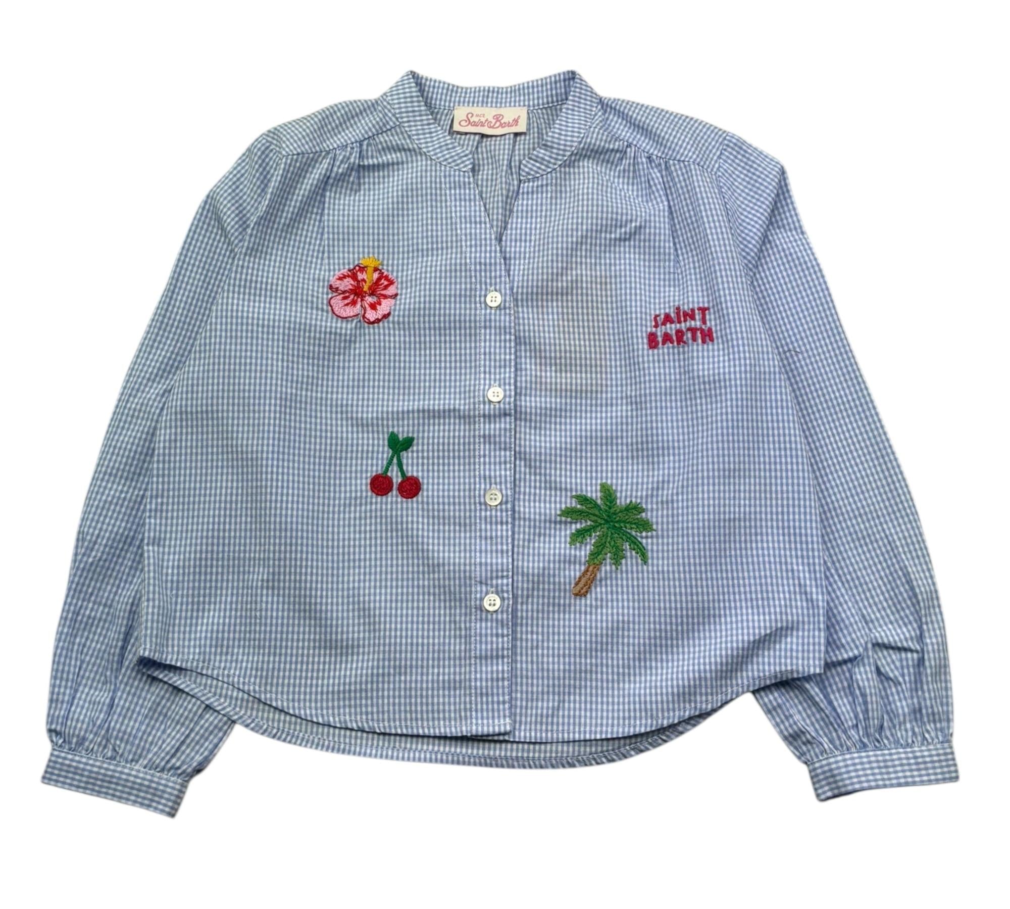 Saint Barth Camicia Manica Lunga Fantasia Quadretti per Bambina LIONA BLU SAINT BARTH 
