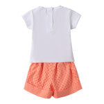 Sarabanda Completo 2 Pezzi T-Shirt-Short  per Neonata 0B351 BIANCO/SALMONE SARABANDA 