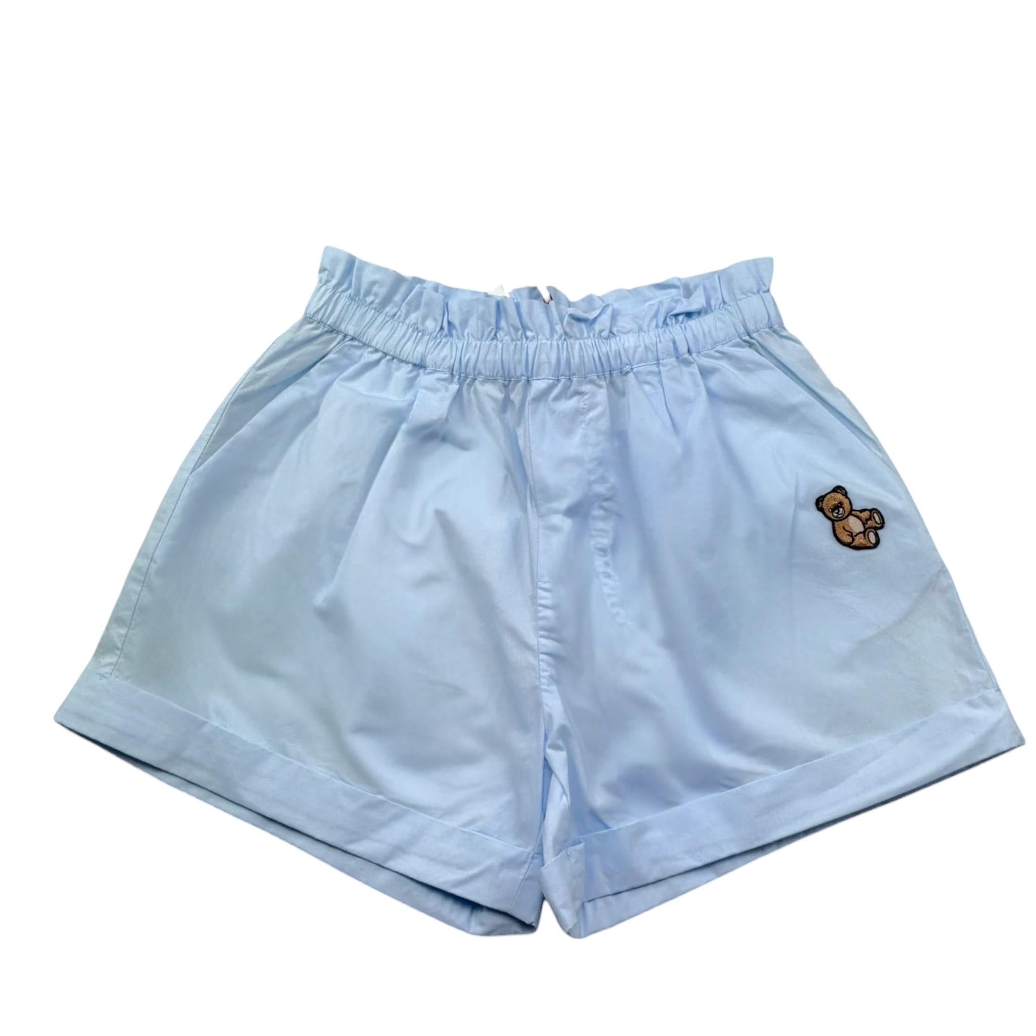 Moschino Short Tinta Unita con Elastico In Vita per Bambina HDQ01Y AZZURRO MOSCHINO 