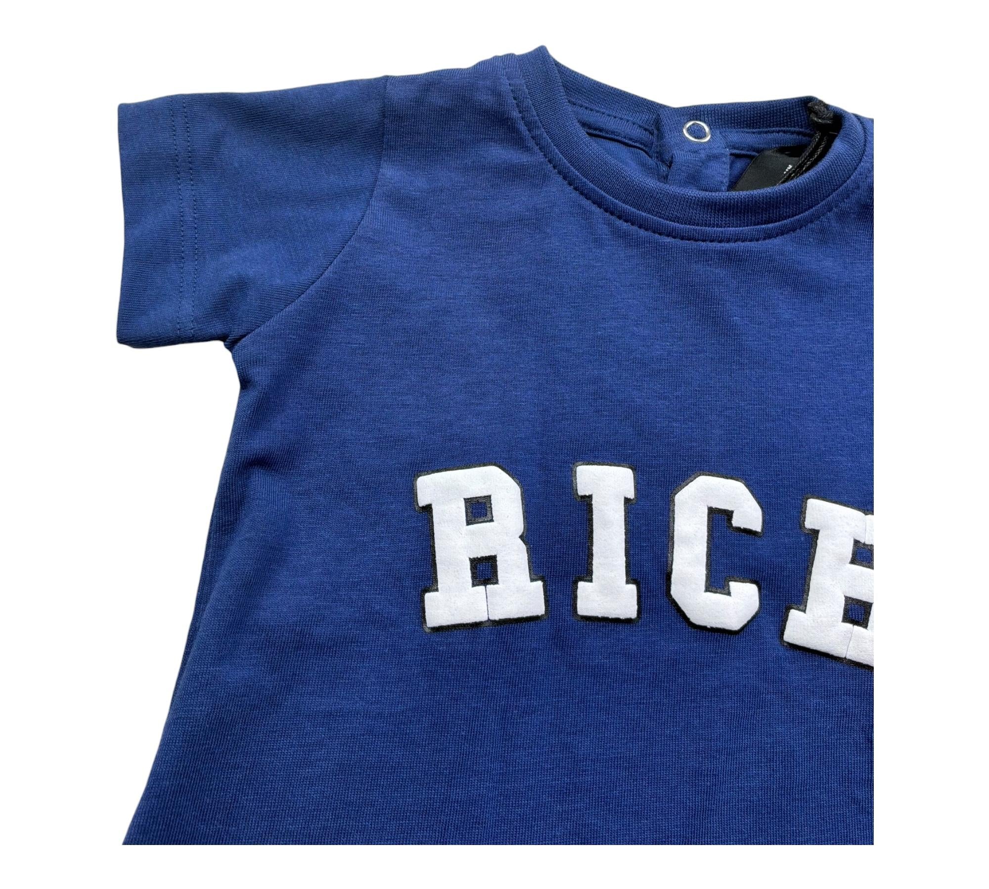 John Richmond T-Shirt Girocollo Tinta Unita con Logo per Neonato RIP26017TS BLU JOHN RICHMOND 