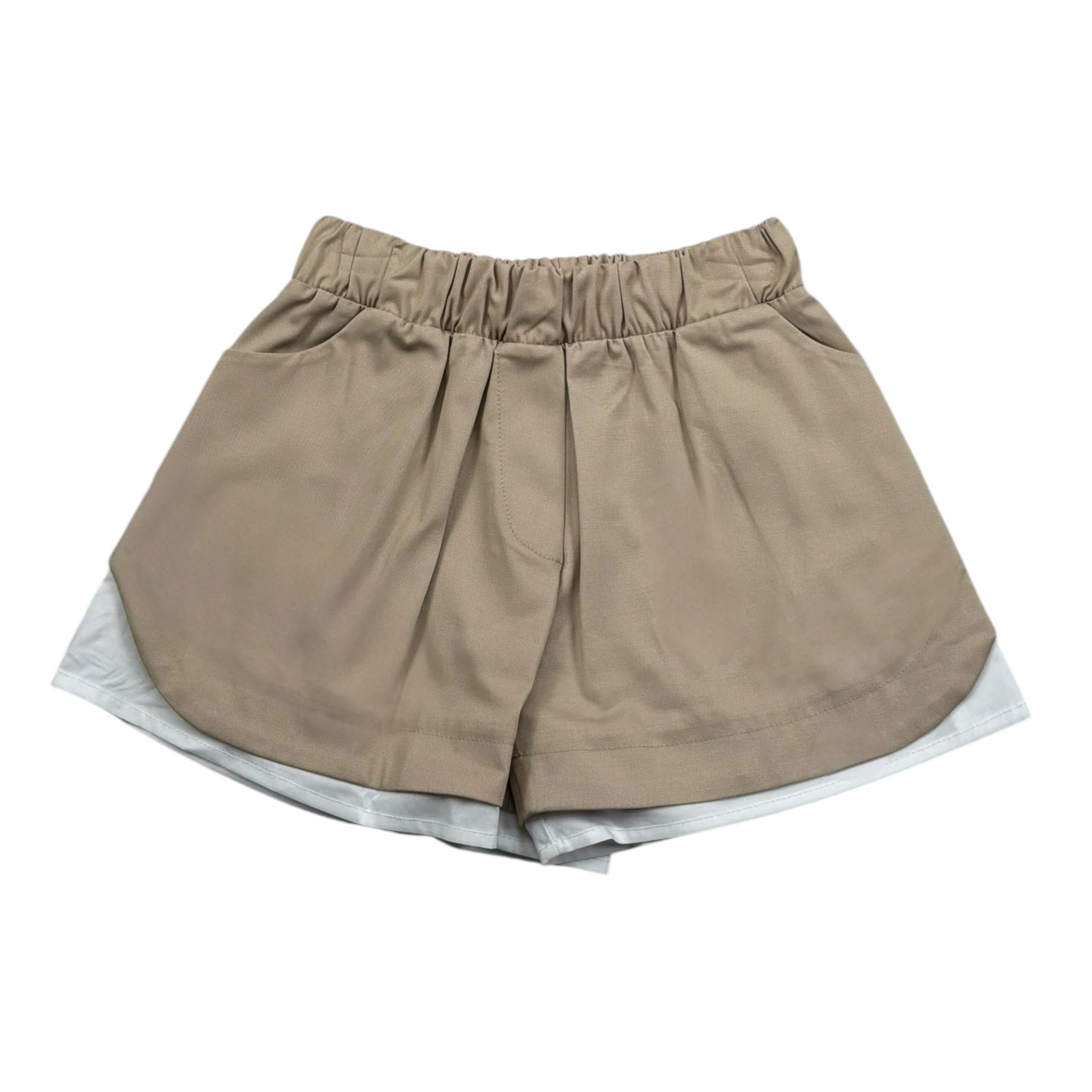 Vicolo Short Tinta Unita con Elastico In Vita per Bambina 3146S00205 BEIGE VICOLO 