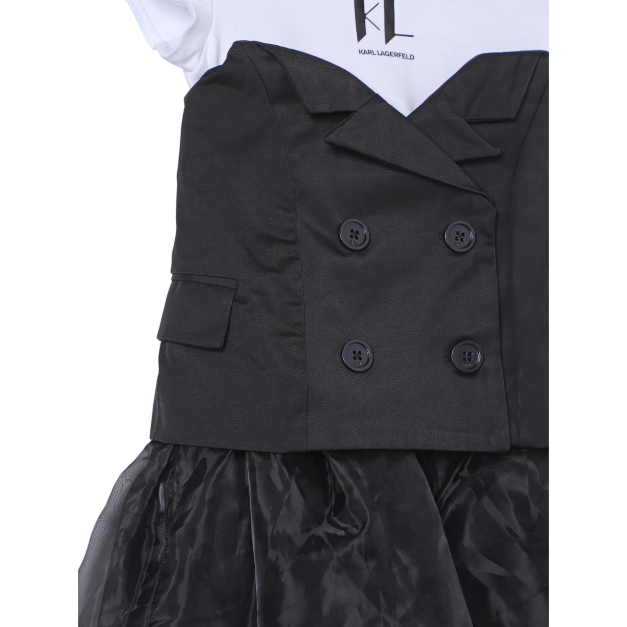 Karl Lagerfeld Abito Mezza Manica Bicolore Nero per Bambina ZW0086 NERO KARL LAGERFELD 