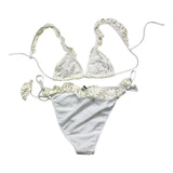 4Giveness Costume 2 Pz Triangolo-Slip Tinta Unita Traforato Bianco Per Bambina