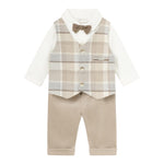 MAYORAL completo 3 pezzi camicia con finto gilet-pantalone-papillon Beige per Neonato 2527 BEIGE MAYORAL 