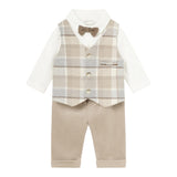 MAYORAL completo 3 pezzi camicia con finto gilet-pantalone-papillon Beige per Neonato 2527 BEIGE MAYORAL 
