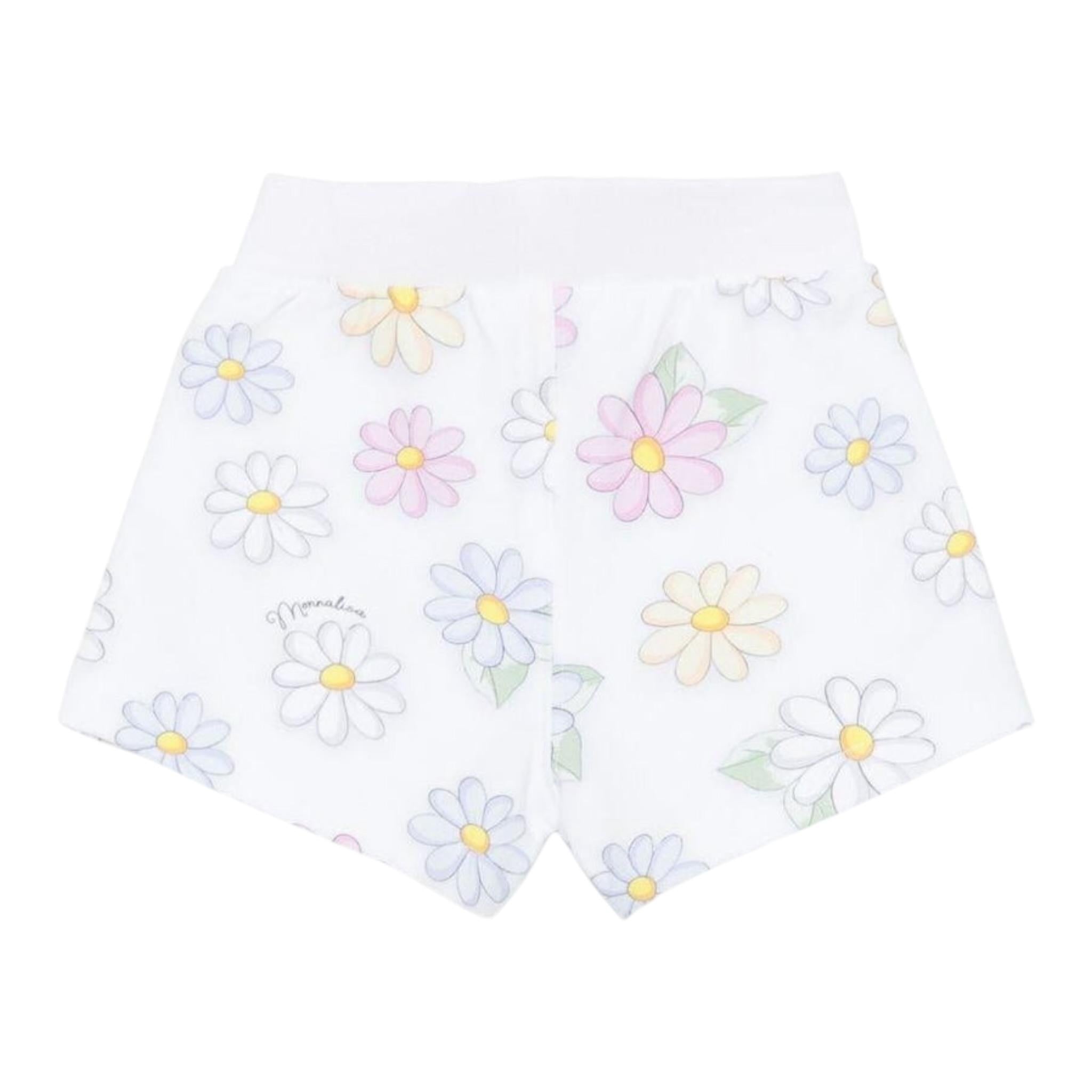 Monnalisa Short Tinta Unita con Stampa Fiori per Bambina 39E407X BIANCO MONNALISA 